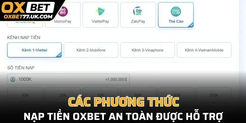 Liệt kê những danh sách phương tiện hỗ trợ nạp tiền nhà cái